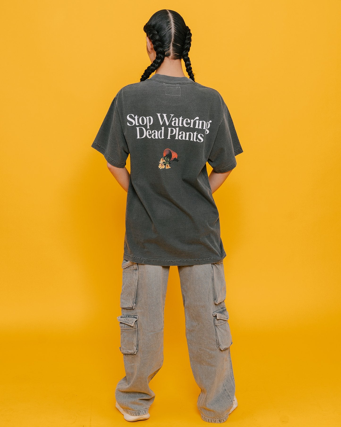 Stop Watering Dead Plants Oversized Shadow Tee - trainofthoughtcollective