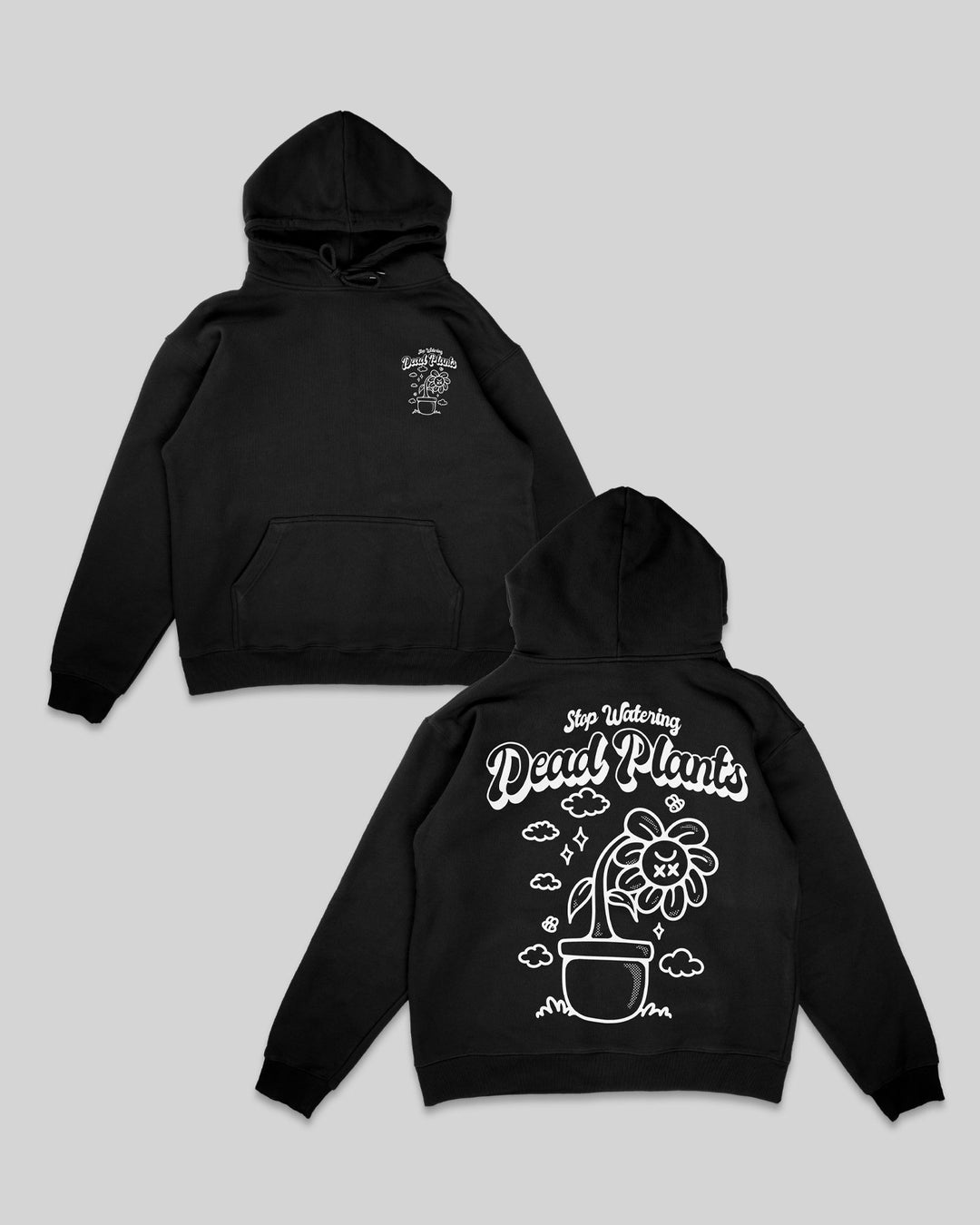 Stop Watering Dead Plants V3 Black Hoodie - trainofthoughtcollective