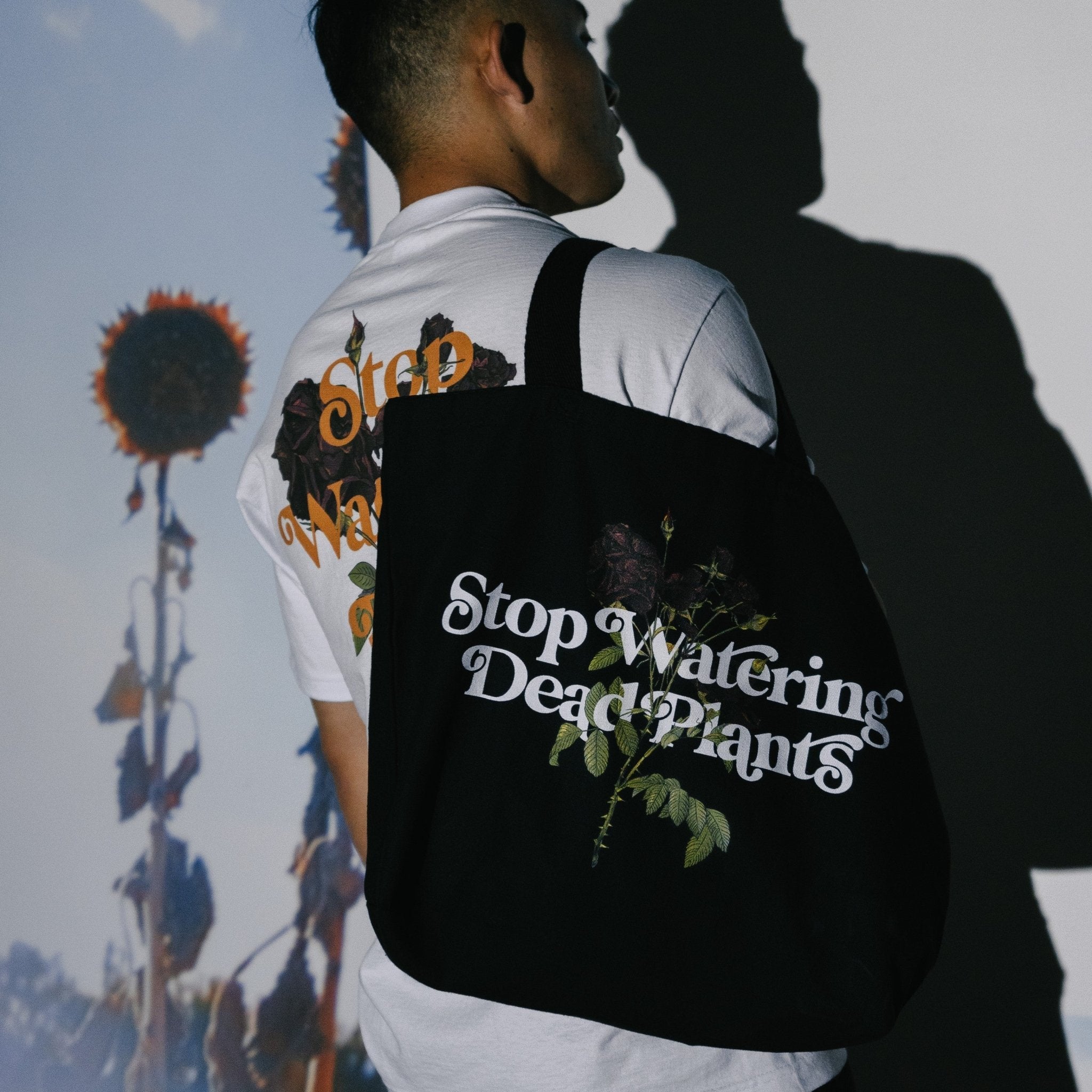 Stop Watering Dead Plants V4 24L Black Tote Bag - trainofthoughtcollective