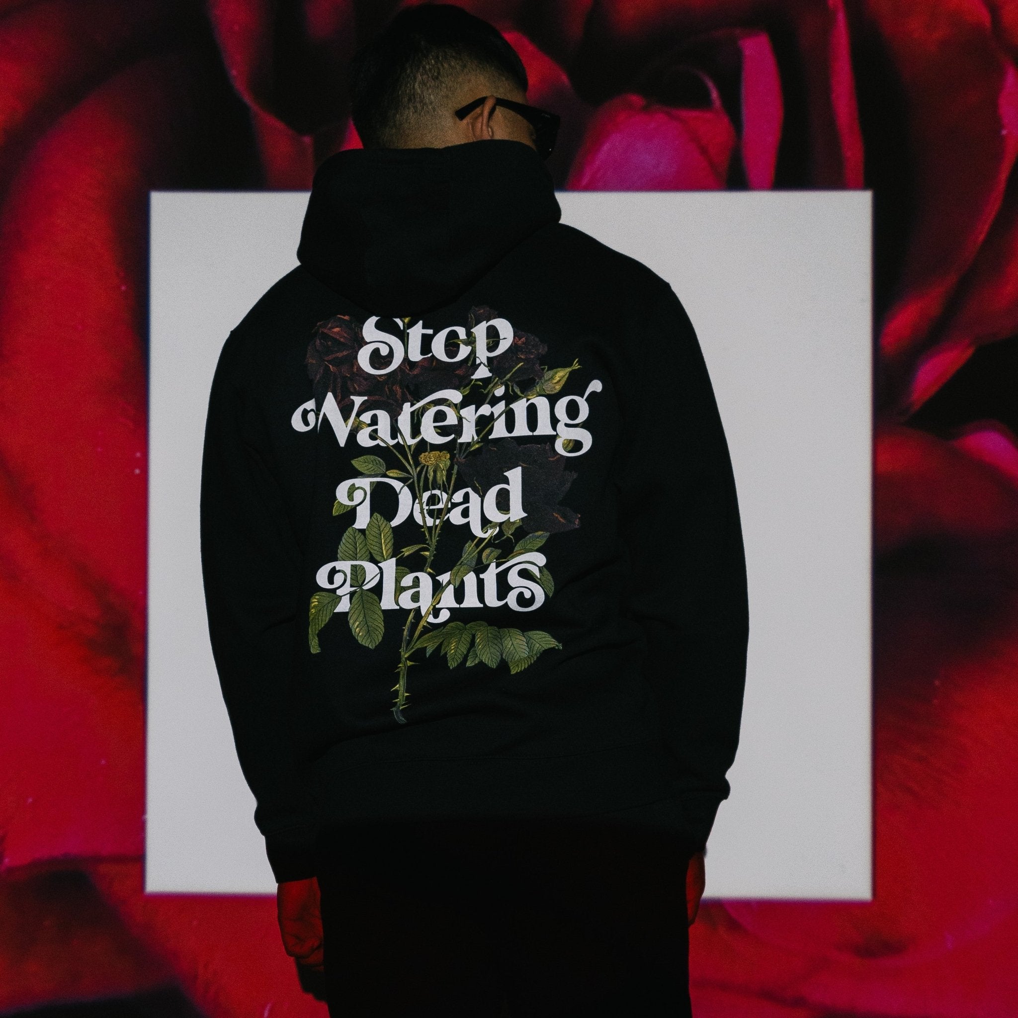 Stop Watering Dead Plants V4 Black Hoodie - trainofthoughtcollective