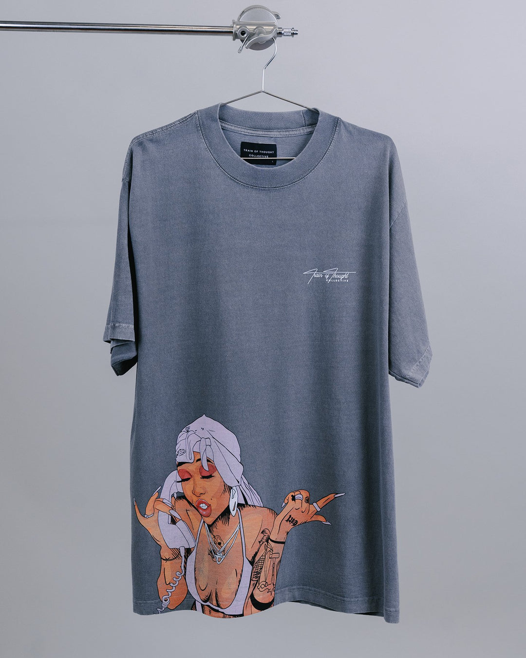 Summer Big Face Oversized Cement Tee - trainofthoughtcollective