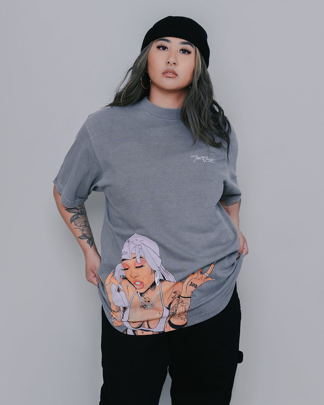 Summer Big Face Oversized Cement Tee - trainofthoughtcollective