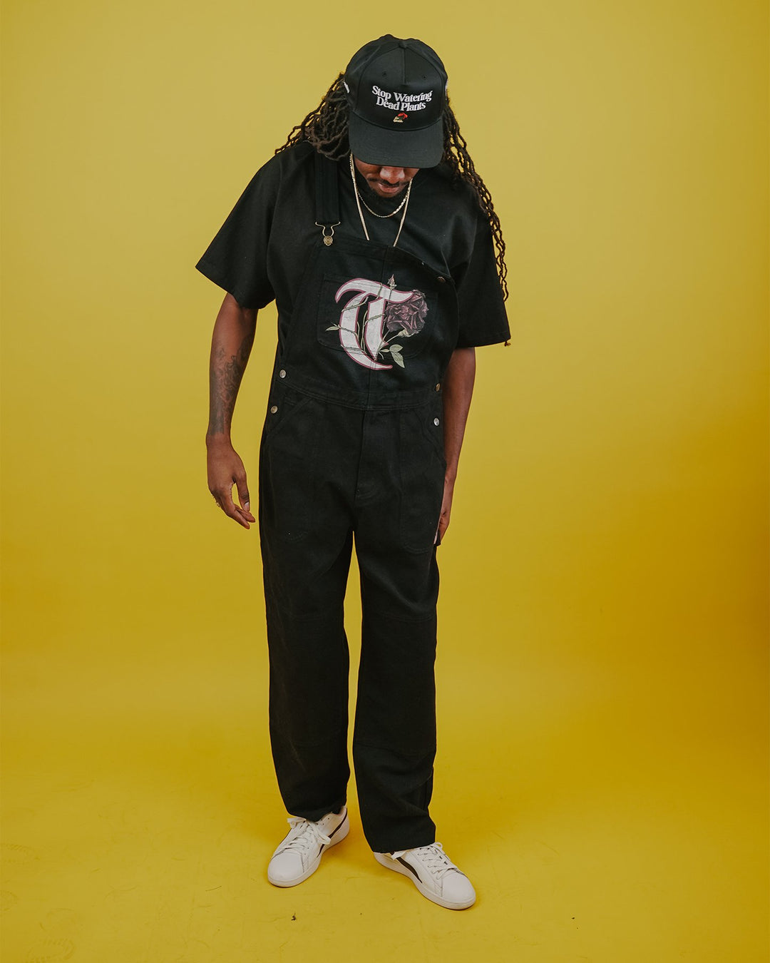 T-Rose Black Canvas Overall - trainofthoughtcollective