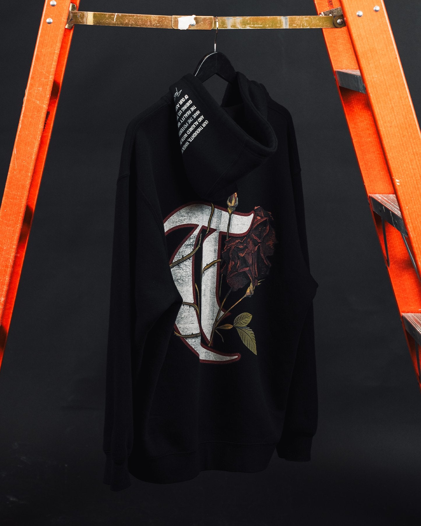 T-Rose Black Full Zip Hooodie - trainofthoughtcollective