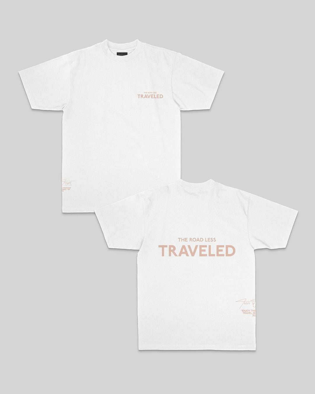 The Road Less Traveled White Tee - trainofthoughtcollective