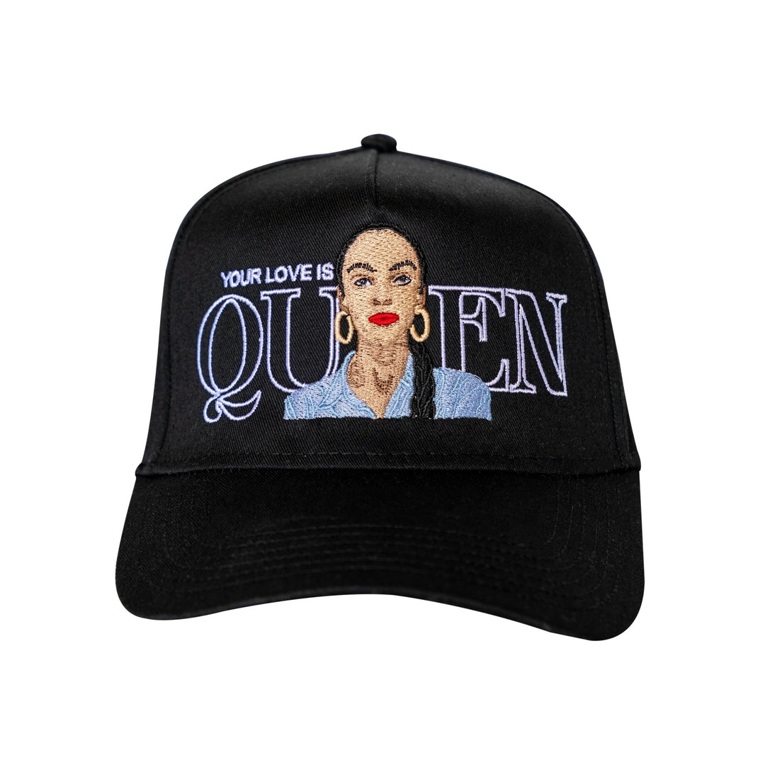 Your Love is Queen Black 5 Panel Mid Profile Baseball Cap - trainofthoughtcollective