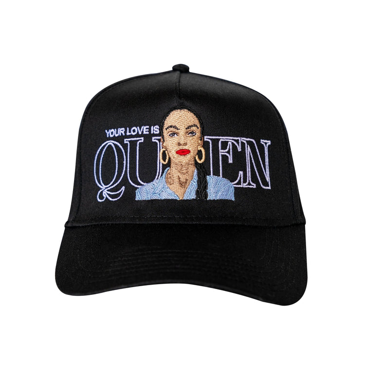 Your Love is Queen Black 5 Panel Mid Profile Baseball Cap - trainofthoughtcollective