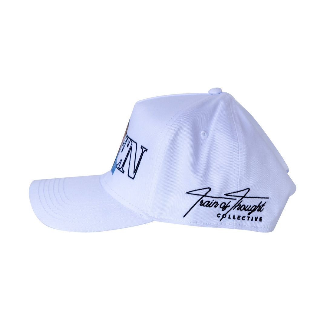Your Love is Queen White 5 Panel Mid Profile Baseball Cap - trainofthoughtcollective