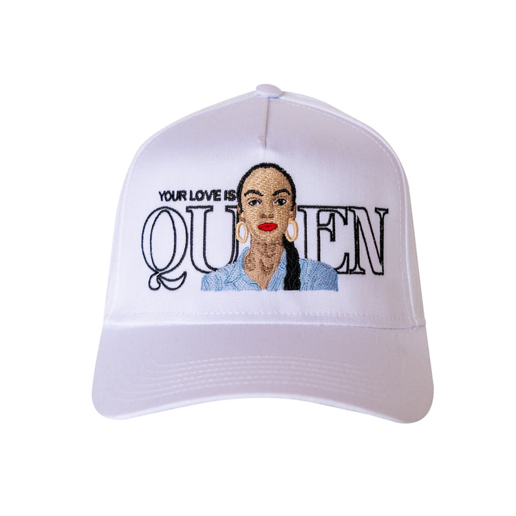 Your Love is Queen White 5 Panel Mid Profile Baseball Cap - trainofthoughtcollective